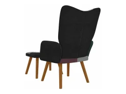 Silla de relajación con reposapiés tela patchwork