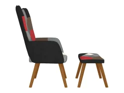Silla de relajación con reposapiés tela patchwork