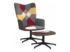 Silla de relajación con reposapiés tela patchwork