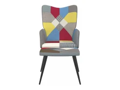 Silla de relajación con reposapiés tela patchwork