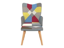 Silla de relajación con reposapiés tela patchwork