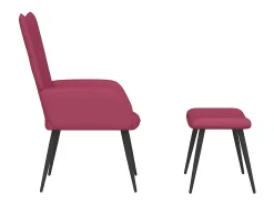 Silla de relajación con reposapiés terciopelo rojo tinto