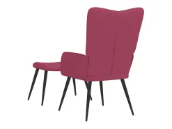 Silla de relajación con reposapiés terciopelo rojo tinto