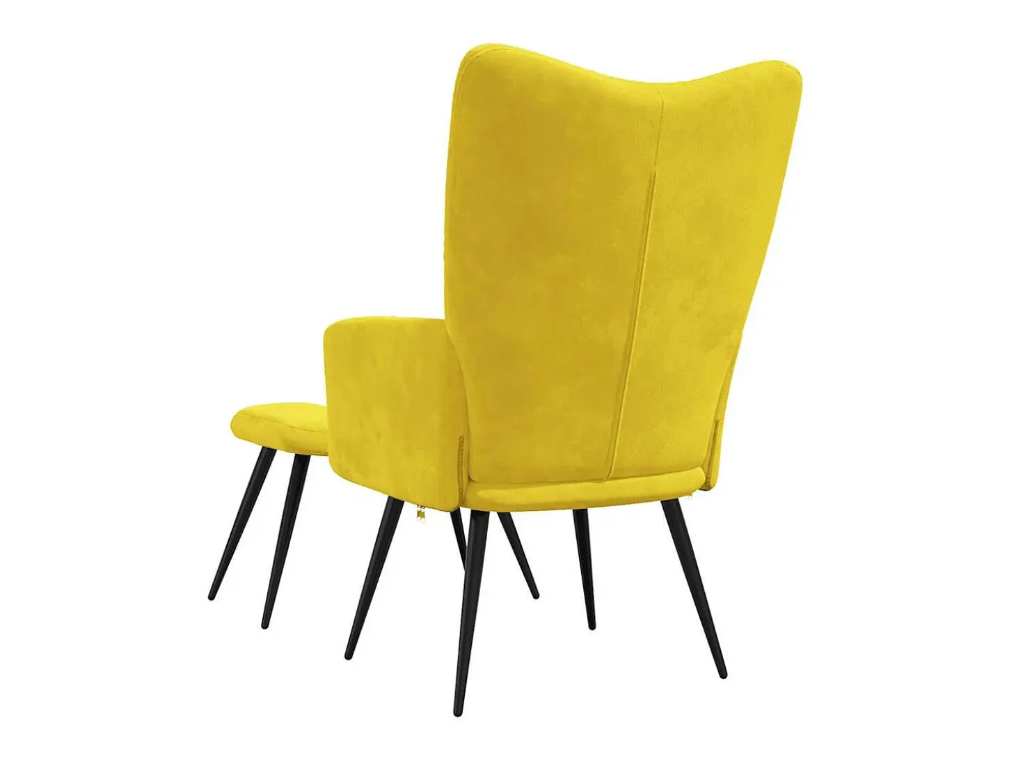 Silla de relajación con reposapiés terciopelo amarillo mostaza