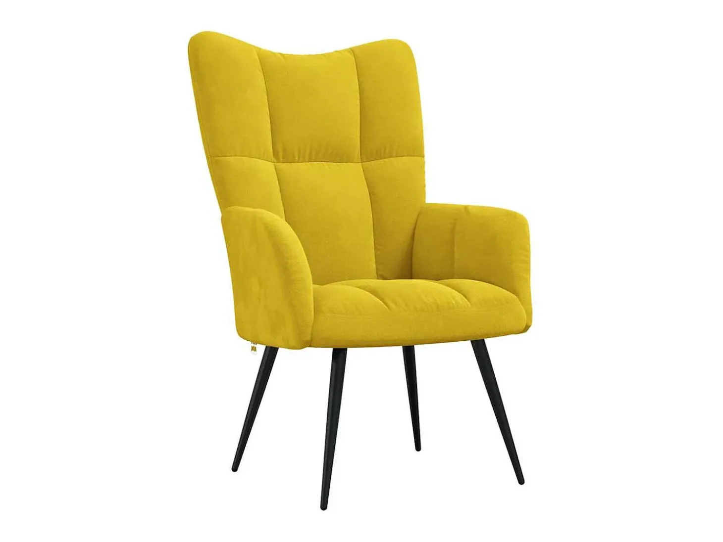 Silla de relajación con reposapiés terciopelo amarillo mostaza