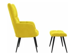 Silla de relajación con reposapiés terciopelo amarillo mostaza