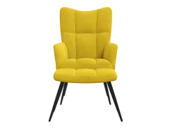 Silla de relajación con reposapiés terciopelo amarillo mostaza