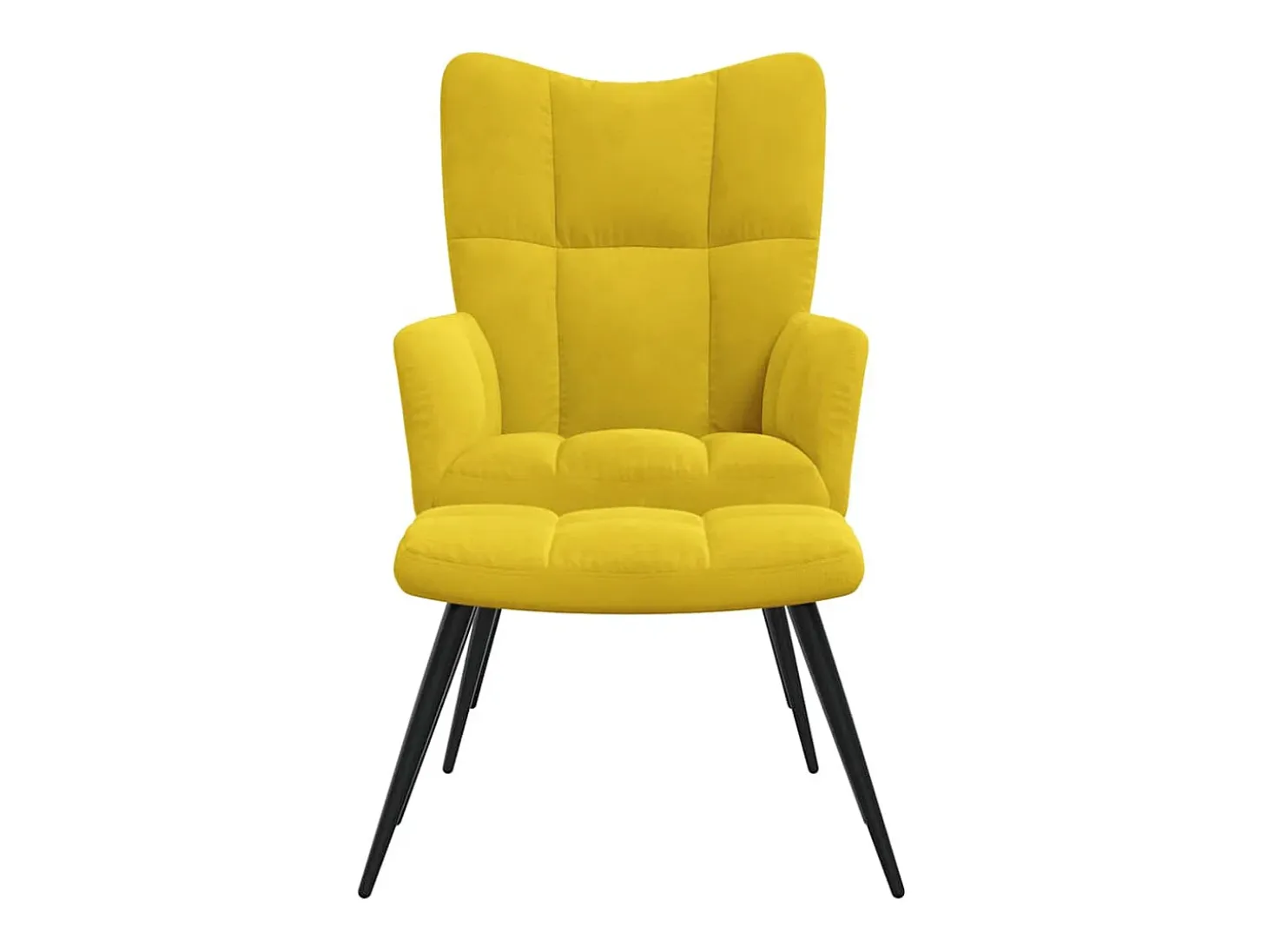 Silla de relajación con reposapiés terciopelo amarillo mostaza