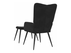 Silla de relajación con reposapiés terciopelo negro