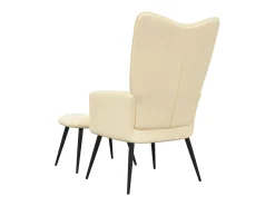 Silla de relajación con reposapiés terciopelo blanco crema ES90829