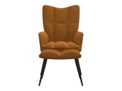 Silla de relajación con reposapiés terciopelo marrón