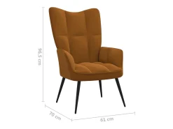 Silla de relajación con reposapiés terciopelo marrón