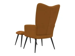 Silla de relajación con reposapiés terciopelo marrón