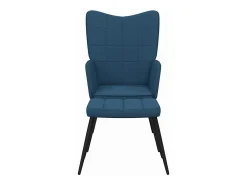 Silla de relajación con reposapiés tela azul