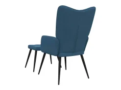 Silla de relajación con reposapiés tela azul