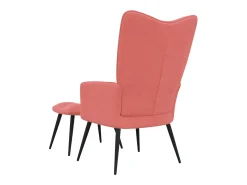 Silla de relajación con reposapiés terciopelo rosa ES44681