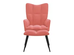 Silla de relajación con reposapiés terciopelo rosa ES44681