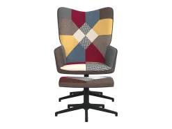 Silla de relajación con reposapiés tela patchwork ES62506