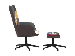 Silla de relajación con reposapiés tela patchwork ES62506