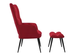 Silla de relajación con reposapiés terciopelo rojo tinto