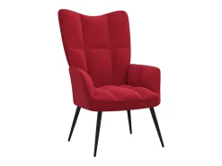 Silla de relajación con reposapiés terciopelo rojo tinto