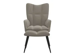 Silla de relajación con reposapiés terciopelo gris claro ES39441
