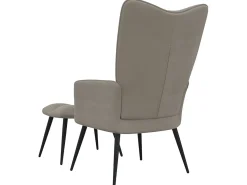 Silla de relajación con reposapiés terciopelo gris claro ES39441