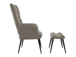 Silla de relajación con reposapiés terciopelo gris claro ES39441