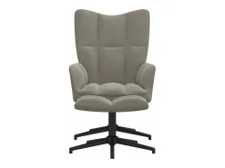 Silla de relajación con reposapiés terciopelo gris claro