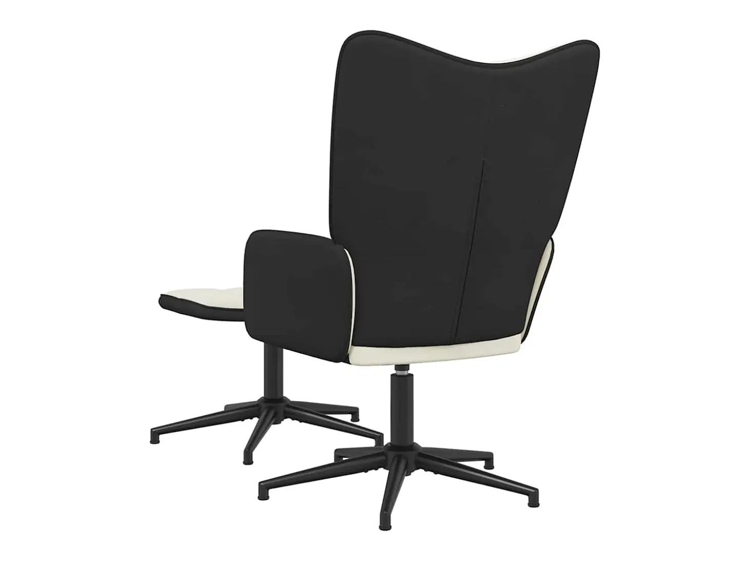 Silla de relajación con reposapiés terciopelo y PVC crema