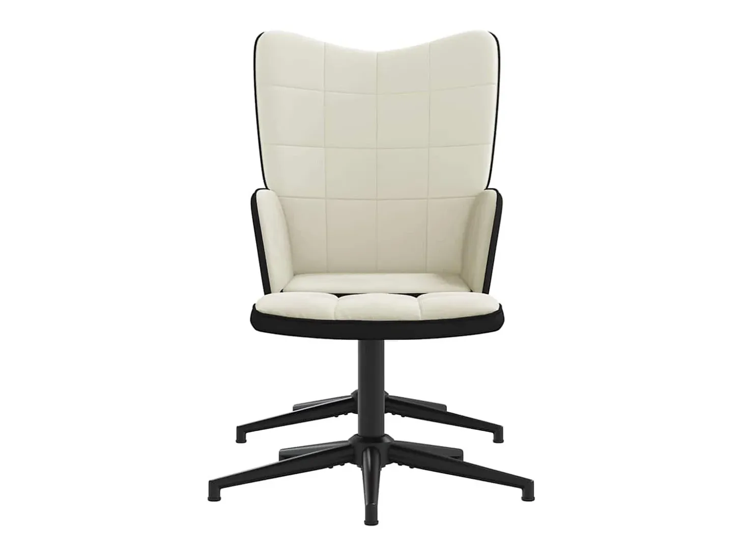 Silla de relajación con reposapiés terciopelo y PVC crema