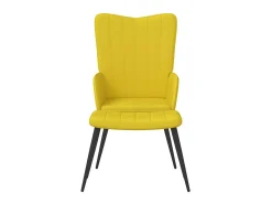 Silla de relajación con reposapiés terciopelo amarillo mostaza