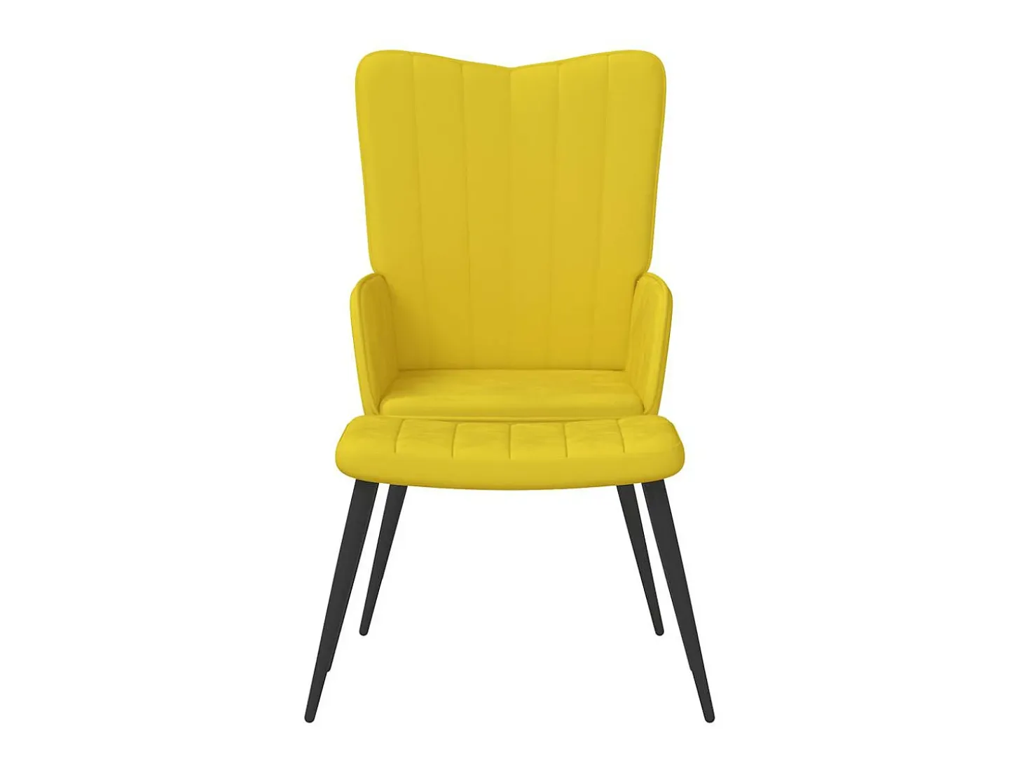 Silla de relajación con reposapiés terciopelo amarillo mostaza
