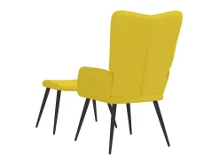 Silla de relajación con reposapiés terciopelo amarillo mostaza