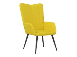 Silla de relajación con reposapiés terciopelo amarillo mostaza