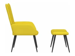 Silla de relajación con reposapiés terciopelo amarillo mostaza