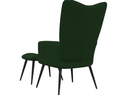 Silla de relajación con taburete terciopelo verde oscuro ES51160