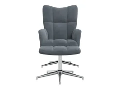 Silla de relajación con taburete terciopelo gris oscuro