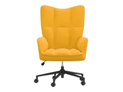 Silla de relajación de terciopelo amarillo mostaza ES10206