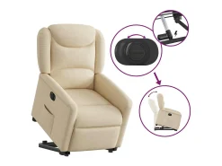 Silla de relax | Sillón eléctrico reclinable elevable de tela color crema SHL2366
