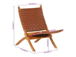 Silla de relax plegable cuero auténtico marrón