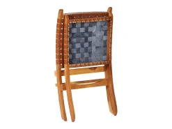 Silla de relax plegable cuero auténtico marrón