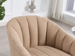 Silla Giratoria 360° en Pana - Respaldo Ergronómico en Forma de Concha - Relleno de Alta Densidad - Carga Máx. 150 kg - Para Oficina, Salón y Gaming