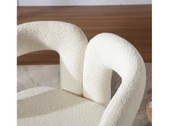 Silla giratoria 360°, sillón giratorio en tejido bouclé, sillón lounge con reposabrazos, sillón relax de respaldo alto con apoyabrazos