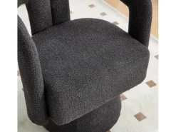 Silla giratoria 360°, sillón giratorio en tejido bouclé, sillón lounge con reposabrazos, sillón relax de respaldo alto con apoyabrazos