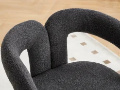 Silla giratoria 360°, sillón giratorio en tejido bouclé, sillón lounge con reposabrazos, sillón relax de respaldo alto con apoyabrazos