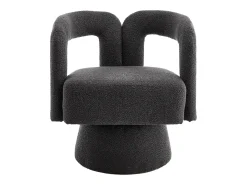 Silla giratoria 360°, sillón giratorio en tejido bouclé, sillón lounge con reposabrazos, sillón relax de respaldo alto con apoyabrazos