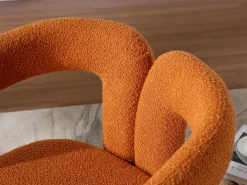 Silla giratoria 360°, sillón giratorio en tejido bouclé, sillón lounge con reposabrazos, sillón relax de respaldo alto con apoyabrazos