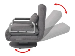Silla giratoria y sofá cama tela gris oscuro