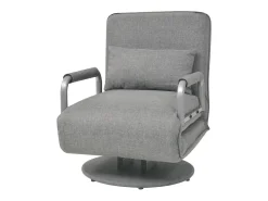 Silla giratoria y sofá cama tela gris claro